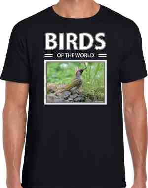 Foto: Dieren foto t shirt groene specht zwart heren birds of the world cadeau shirt spechten liefhebber xxl