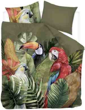 Foto: Snoozing macaw   dekbedovertrek   lits jumeaux   240x200220 cm   katoen satijn   multi