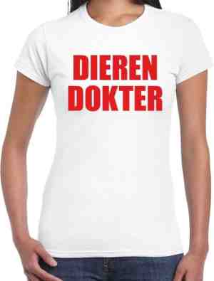 Foto: Dierendokter verkleed t shirt wit voor dames   dierenarts carnaval feest shirt kleding kostuum xxl