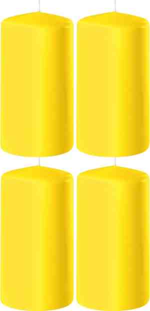 Foto: 4x gele cilinderkaarsen stompkaarsen 6 x 10 cm 36 branduren geurloze kaarsen geel woondecoraties