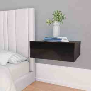 Foto: Decoways   nachtkastjes zwevend 2 stuks 40x30x15cm spaanplaat hoogglans zwart