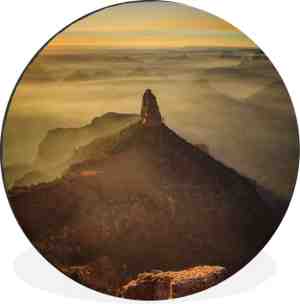 Foto: Wandcirkel muurcirkel gouden gloed over de grand canyon aluminium dibond 90 cm binnen en buiten