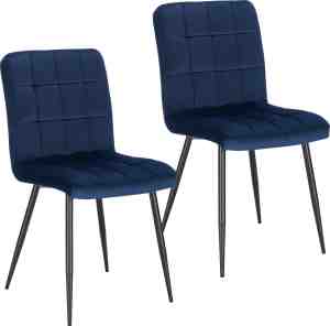 Foto: Set van 2 stoelen luxe eetkamerstoel eetkamerstoelen moderne look blauw velvet