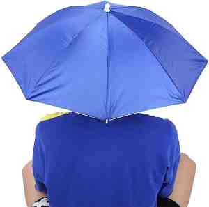 Foto: Fishing hat umbrella outdoor parasol 65 cm zonwering winddicht hoofdscherm paraplu klaphoed draagbare paraplu visscherm voor hiking golf camping headwear pet koningsblauw koningsblauw