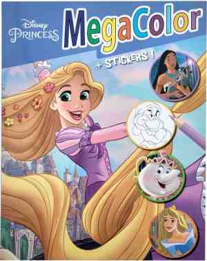 Foto: Disney princess   megacolor blauw   kleurboek met stickers en wel   130 kleurplaten   prinsessen   knutselen   kleuren   tekenen   creatief   verjaardag   kado   cadeau