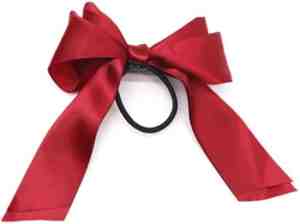 Foto: Haar styling elastiekje met zijde strik haarclip paardenstaart tool strikje elastiekjes bordeaux rood