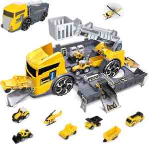 Foto: 3 jaar jongen auto speelgoed voor jongens kinderen bouwplaats speelgoed vrachtwagen voertuigen speelgoed setvrachtauto   bouw vrachtwagen   bulldozer   tractor   kraan  suv  8 op 1 voertuigen speelgoed set