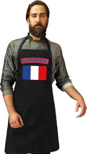 Foto: Frankrijk vlag barbecueschort keukenschort zwart volwassenen
