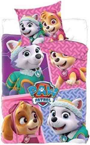 Foto: Paw patrol dekbedovertrek 140 x 200 cm   skye en everest   100 polyester