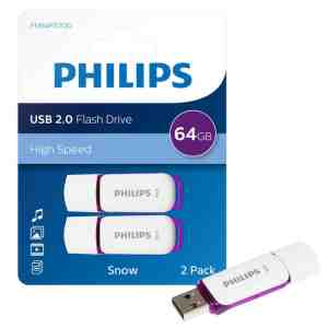 Foto: Philips usb stick snow edition 64gb   usb2 0 magic purple 2 pack