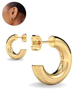 Foto: Semyco oorringen doubl 14 karaat goud   oorbellen dames goudkleurig   moederdag   cadeau voor vrouw   statement oorstekers 20 mm   stellar