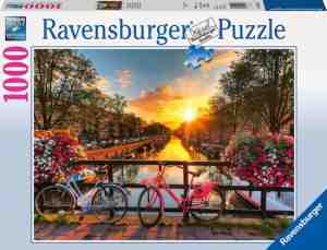 Foto: Ravensburger puzzel fietsen in amsterdam   legpuzzel   1000 stukjes