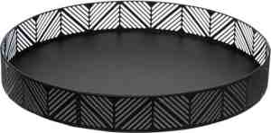 Foto: Dienbladserveerblad rond d30 cm metaal zwart met rand   serveerbladen dienbladen keukenbenodigdheden