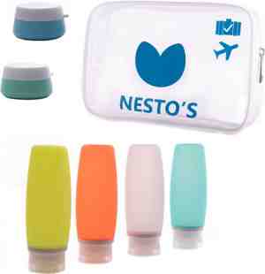 Foto: Nestos reisflesjes inclusief toilettas siliconen reisflacons handbagage 100 ml 6 stuks