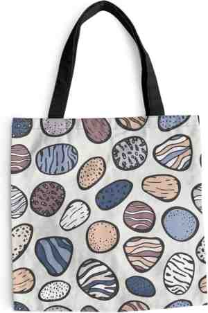 Foto: Schoudertas strandtas shopper stenen patronen zen 45x45 cm katoenen tas