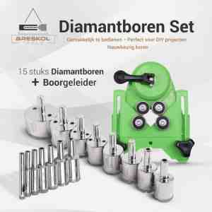 Foto: Breskol diamantboor diamantboren set voor gemakkelijk en efficint klussen   diamantboren   diamantboren set   tegelboor   glasboor   diamantboor 6 mm   diamantboor 8 mm   diamantboor nat   15 delige set boorgeleider   diamantboor   tegelboren