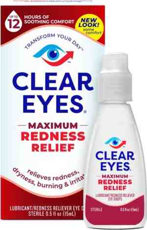 Foto: Clear eyes maximum redness relief xl oogdruppels tegen hooikoorts rode ogen gerriteerde droge brandende 15 ml