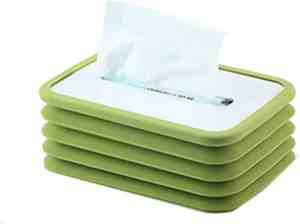 Foto: Tissuebox groen tissue bewaardoos zakdoekjes papier zakdoek houder opvouwbaar tissue opbergdoos 20 x 13 x 11 cm tissuedoos tissue box holder