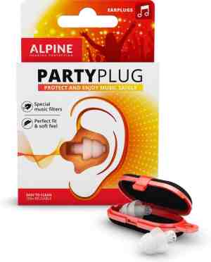 Foto: Alpine partyplug   oordoppen   comfortabele earplugs voor muziekevenementen concerten en festivals   voorkomt gehoorschade   transparant   snr 19 db