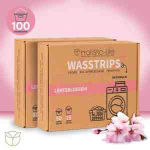 Foto: Natuurlijke wasmiddeldoekjes lentebloesem wasstrips 100 wasbeurten incl wasverzachter wasmiddel wasdoekjes vegan zero waste