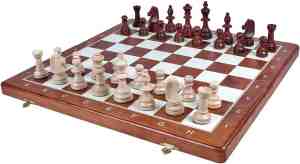 Foto: Chess the game klassiek schaakbord met staunton schaakstukken middelgroot formaat 