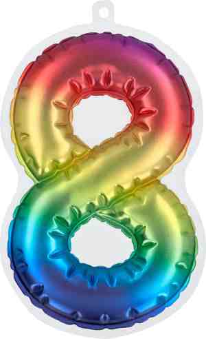 Foto: Boland folieballon nummer sticker multi regenboog