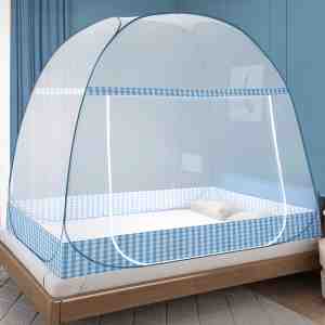 Foto: Pop up bed opvouwbaar klamboe draagbaar reis klamboe klamboe campingtent voor slaapkamer outdoor camping eenvoudige installatie fijnmazig 190 x 100 x 100 cm blauw 