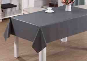 Foto: Tafellaken tafelzeil tafelkleed met reli f geweven kwaliteit soepel uni antraciet 140 cm x 180 cm