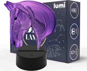 Foto: Lumi 3d lamp 16 kleuren paard dieren led illusie bureaulamp nachtlampje sfeerlamp dimbaar usb of batterijen afstandsbediening cadeau voor meisjes kinderen