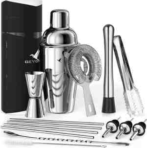 Foto: Cocktailshakerset roestvrijstalen 500 ml cocktailshaker muddler jigger lepel en brochure