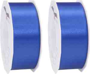 Foto: 3x luxe brede hobby decoratie blauwe satijnen sierlinten 4 cm 40 mm x 25 meter luxe kwaliteit cadeaulint satijnlint ribbon