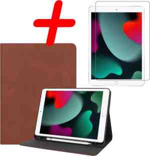 Foto: Ipad 10 2 2020 hoes case hoesje hard cover met screenprotector ipad 10 2 2020 hoesje bookcase met uitsparing apple pencil bruin