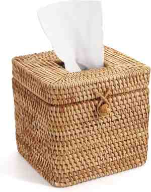 Foto: Rotan tissue box decoratieve geweven tissue houder tissue dispenser voor badkamer keuken kantoor 14 5 x 14 5 x 12 7cm