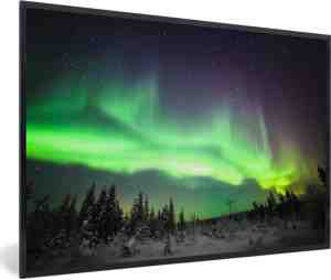 Foto: Fotolijst incl poster groene gloed boven finland 60 x 40 cm posterlijst