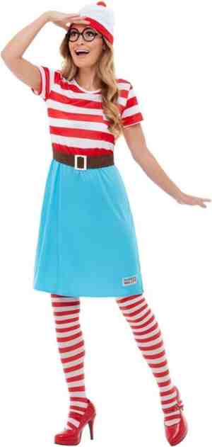 Foto: Smiffy s where s wally kostuum zoekplaatje waar is wenda vrouw blauw rood small carnavalskleding verkleedkleding