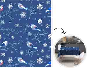 Foto: Tafelkleed tafellaken 130x170 cm vogel sneeuwvlok winter patronen binnen en buiten