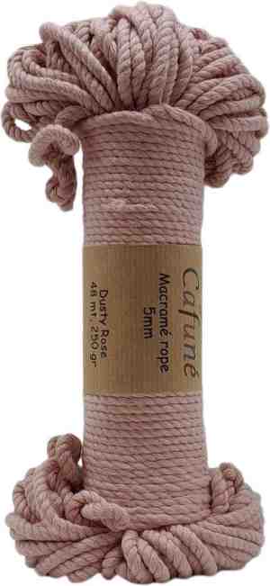 Foto: Cafun macrame touw 5mm 48m oud roze driestrengs triple twist gerecycled katoen koord touw uitkambaar plantenhanger wandkleed sleutelhanger dromenvanger macram koord macram pakket
