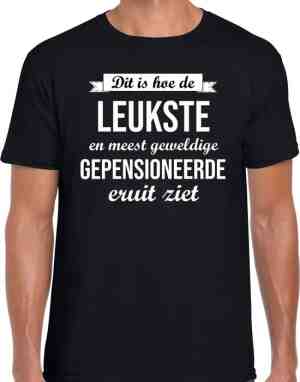 Foto: Dit is hoe de leukste en meest geweldige gepensioneerde eruit ziet cadeau t shirt shirt   zwart met witte letters   voor heren   pensioen vut kado shirt l