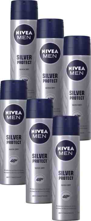 Foto: Nivea men silver protect dynamic power   6 x 150 ml   voordeelverpakking   deodorant spray