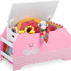 Foto: Relaxdays speelgoedkist kinderkamer   grote opbergkist speelgoed   speelgoedbox met klep