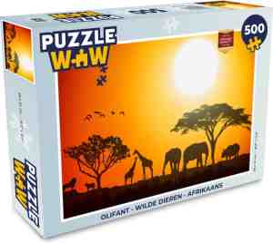 Foto: Puzzel olifant   wilde dieren   afrikaans   legpuzzel   puzzel 500 stukjes