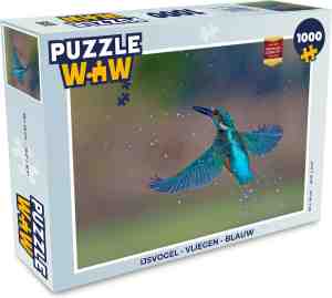 Foto: Puzzel ijsvogel vliegen blauw legpuzzel 1000 stukjes volwassenen