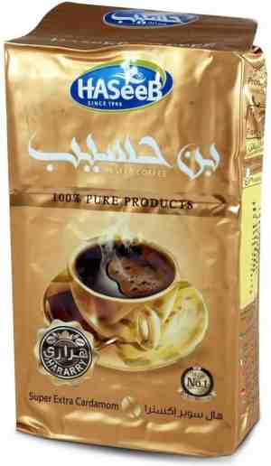 Foto: Haseeb turkse arabische koffie 500 gr medium gebrande met extra kardemom roasted coffee with cardamom 100 pure products