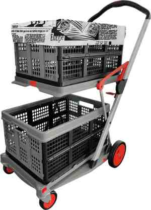 Foto: Clax opvouwbare boodschappen trolley incl 2 vouwkratten krathoes laadcapaciteit 60 kg
