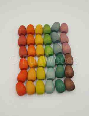 Foto: Houten eieren 36 stuks regenboogkleuren open einde speelgoed educatief montessori speelgoed grapat style