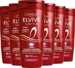 Foto: Loral paris elvive color vive 2 in 1 kleurbeschermende shampoo conditioner voordeelverpakking   gekleurd haar   6 x 250ml
