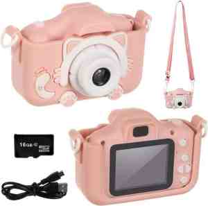 Foto: Kruzzel full hd digitale camera voor kinderen met meegeleverde mini sd kaart camera kinderen roze