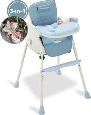 Foto: Twinky kinderstoel 2 in 1 kinderwagen set blauw inklapbare eetstoel baby wagentje en babystoel voor aan tafel kinderzetel peuterstoeltje en meegroeistoel in 1