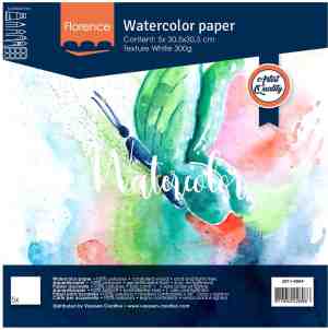 Foto: Aquarelpapier intens white 30 5x30 5cm 300 grams lichte structuur texture florence 5 vellen