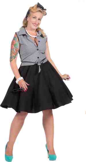 Foto: Wilbers wilbers rock roll kostuum rockabilly grijze rizzo vrouw zwart grijs maat 40 carnavalskleding verkleedkleding